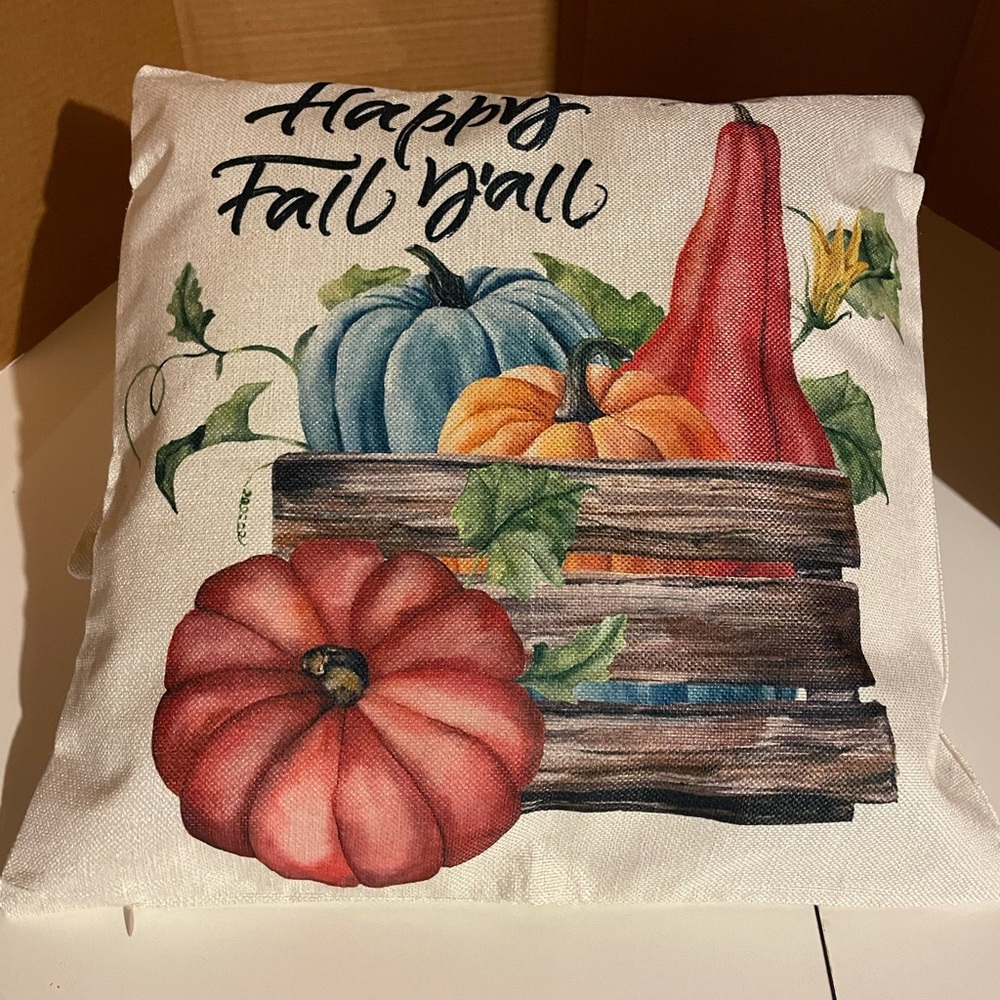 Happy Fall Gourds Throw Pillow